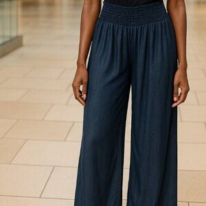 #317 BLUE VELVET WIDE LEG